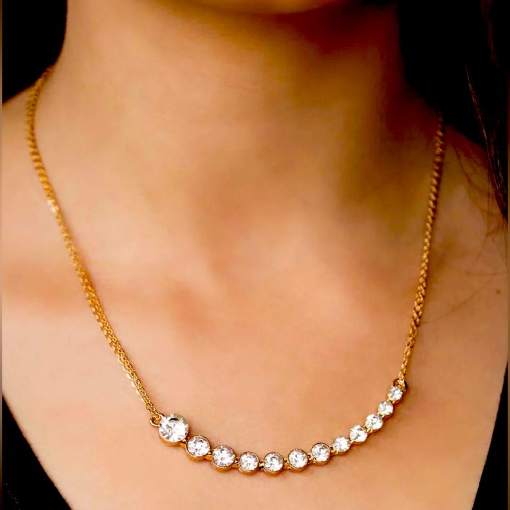 NWT DO WHAT MAKES YOU SPARKLE" GOLD WITH RHINESTONES NECKLACE & EARRING SET